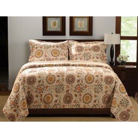 Greenland Home 3-Piece Andorra Quilt Set, Full/Queen, Multicolor