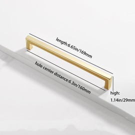 Fanruier 10 Pieces Square Light Gold and Silver Cabinet Door Handle Kitchen Cabinet Drawer Cabinet Furniture Shoe Cabinet Aluminium Alloy Handle (Light Gold, 160 mm)