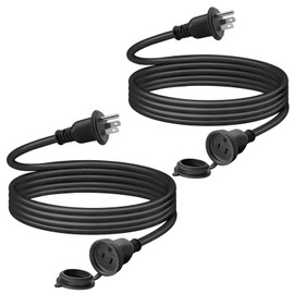 Extension Cord 6 Feet 2 Pack, 13 Amps, 125V, Heavy Duty Extension Cord, Single Outlet, Outdoor Extension Cord Waterproof, 3 Prong Extension Cord, Indoor Wires for Home and Office