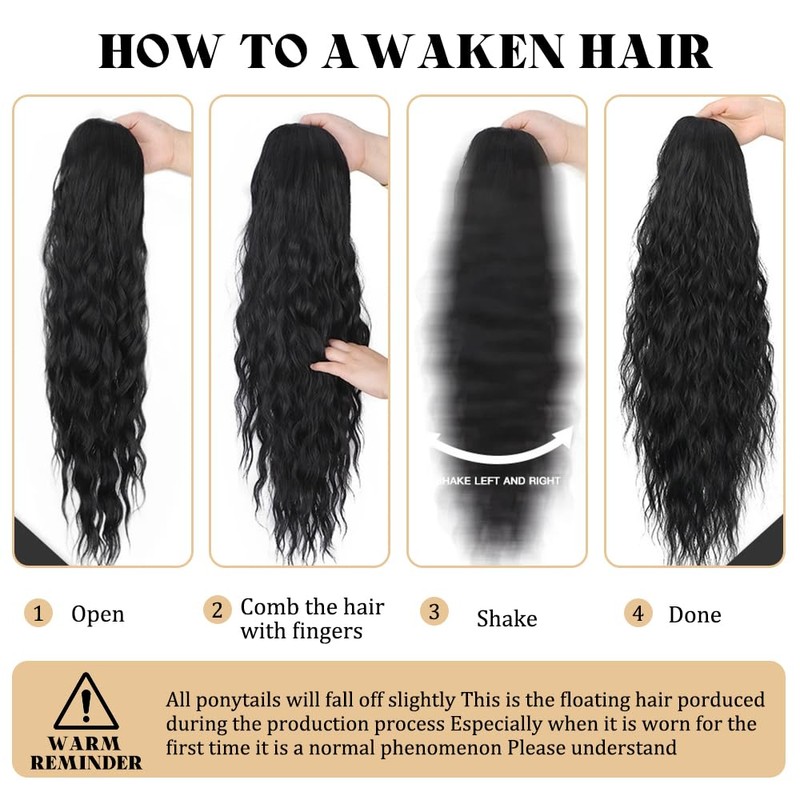 XFSRG Lange Pferdeschwanz Haarteil Extensions Wellig Lockig Haarextension Synthetik Zopf