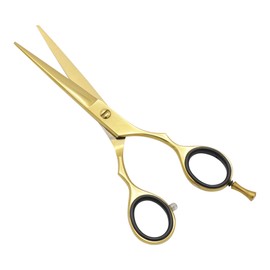 J2 Japanese Steel Barber Hair Cutting Scissors Shears Tempered Stainless Razor Sharp Mustache Haircut Hairdresser (6 inch, Gold)