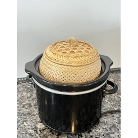 Woven Wicker Steamer Basket Set with Serving Basket and Rice Paddle, Large. This set provides all of the items that are needed to cook and serve perfect sticky rice for meals, snacks.