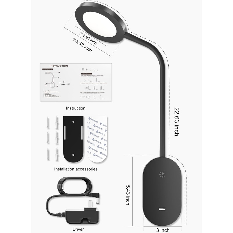 deeloop LED Wall Mounted Reading Light for Bed, Book Light