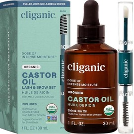 Cliganic Organic Castor Oil, 30 ml - Includes Eyelash Kit - USDA Certified - Non-GMO - Pure and Natural Face Oil - Vegan, Cruelty-Free - For...       