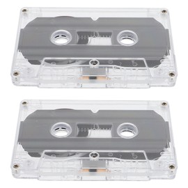 UKCOCO 2 Pcs Blank Audio Cassette Tape - 30 Min Recording Time Transparent Plastic Case Suitable for Music Recording and Portable Cassette Players