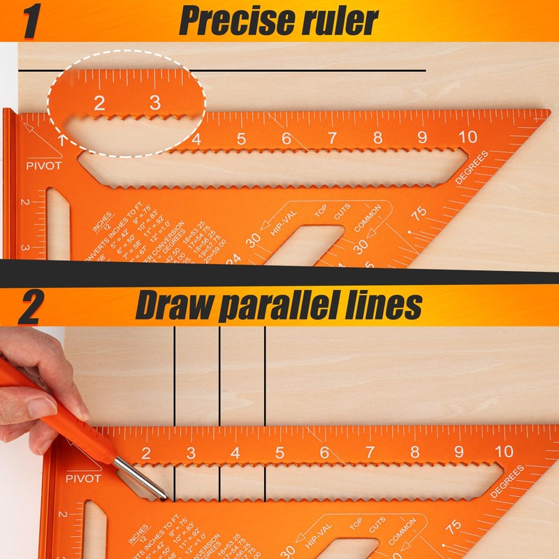 Carpenter Square 12 Inch, Matework Rafter Square for Angle Drawing