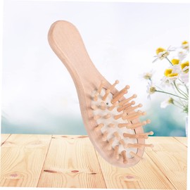 Gatuida Natural Beech Wooden Paddle Hair Brush Ergonomic Scalp Massage Comb for Home Detangling Comfortable Grip Cushion Comb for Relaxation and Stress Relief