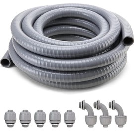 DWALE Liquid-Tight Conduit and Connector Kit,Flexible Non Metallic Liquid Tight Electrical Conduit,3/4inch 50ft Electrical Conduit Kit,with 5 Straight and 3 Angle Fittings Included,3/4 in. Dia