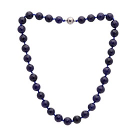 TreasureBay Womens Handmade Beaded Gemstone Necklace - 12mm Natural Gemstone Multicolour, Black, Green, Yellow Rose Agate, Amethyst Necklace For Women, Girls (Faceted Blue)