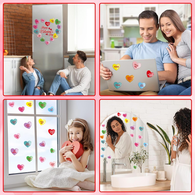 MARFOREVER 50 Pcs Valentine's Day Window Gel Clings Party Decorations