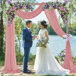 FUHSY Wedding Arch Draping Fabric Dusty Rose Ceilng Drapes 1 Panel 0.7M x 6M Chiffon Fabric Drapery Wedding Drapes for Ceiling Sheer Curtain Scarf Wedding Arches for Wedding Ceremony Reception Decor
