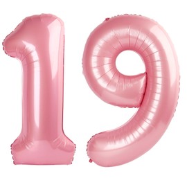 40 Inch Pearlescent Pink Number 19 Balloon Number 19 Balloon 40 Inch, 19th Birthday Party Decorations for Boy or Girl Huge Mylar Anniversary Party Supplies