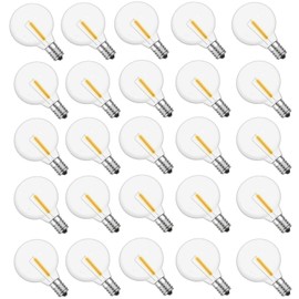 rincentd G40 LED Replacement Light Bulbs, 1W LED Plastic Clear Globe Bulb fits E12 C7 Candelabra Screw Base Sockets, LED Edison Light Bulbs for Indoor Outdoor Patio Decor, Warm White (25 Pack)