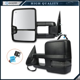 ECCPP Pair Power Heated Tow Mirrors For 03-07 Chevy Silverado Sierra LED Smoke Signal