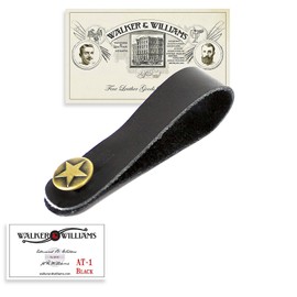 Walker & Williams AT-1 Black Leather Acoustic Guitar Strap Button Headstock Adaptor For Acoustic, Electric, And Bass Guitars