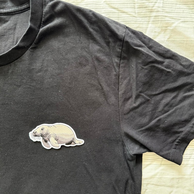 Manatee Patch – Embroidered Sea Animal Applique for Jackets, Bags,