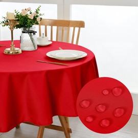 DWCN Red Round Tablecloth Wipe Clean Tablecloth Outdoor Table Cloth Waterproof Tablecloth Wipeable Tablecloths Table Cloth Round 120cm Diameter