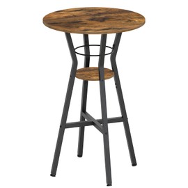 YATINEY Bar Table, 2-Tier Round High Top Table, Pub Table, Home Bar Counter Height Table, Bistro Table, for Kitchen, Living Room, Meeting Room, Pub, Rustic Brown and Black BT03BR