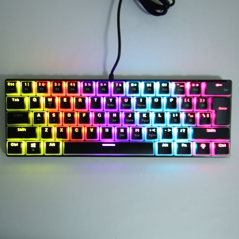 Mechanical Keyboard 61 Key RGB Lighting Blue Switch Ergonomic 60%