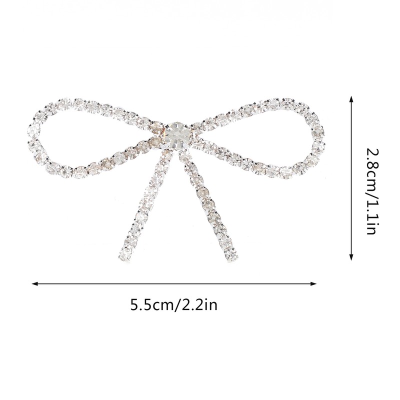 10Pcs Diamond Rhinestone Bow Glass Flash Brooch Claw Chain Suit