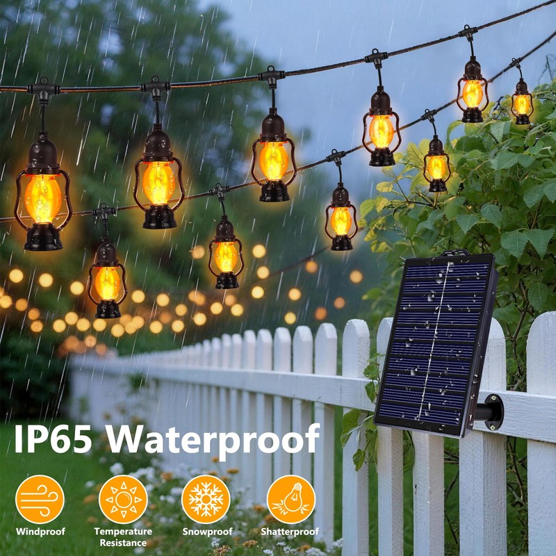Zeiliuled Solar Flame String Lights, 21FT Solar String Lights Outdoor