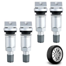 4 Pcs Clamp-in Valve Stem for TPMS Tyre, Pressure Monitoring Sensor Valve Stems Replacements, Anti-explosion Tire Valve Stem Tool for Cars (Silver)
