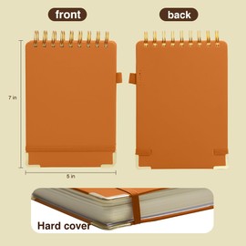 Simind Top Spiral Notebook 5x7 Leather Steno Pad 300 Pages Hardcover Steno Notebooks Top Spiral for Work Steno NotePad, 100 GSM Thick Paper, Left Handed Notebooks for Office College School,Brown