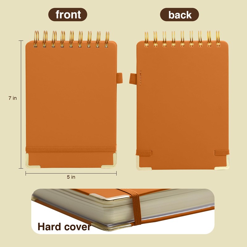 Simind Top Spiral Notebook 5x7 Leather Steno Pad 300 Pages
