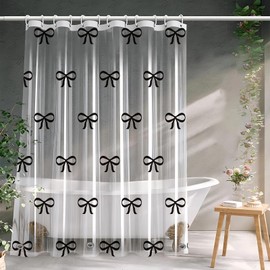 Clear Green Ivy Leaves Shower Curtain Liner, Transparent Plastic Nature Green Botanical Leaf Decorative Waterproof Shower Curtains for Bathroom, 72x72 Weighted Magnetic Shower Curtain Liner with Hooks