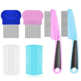 Flea Comb Removal Lice Combs Stainless Steel Fine Tooth Comb Grooming Set Pet Double-Sided Comb with Smooth Teeth Ideal for Cats, Dogs, Kitten, Puppy - 6Pcs (Different Type)