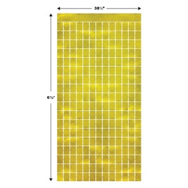 Beistle 2 Piece Metallic Plastic Square Fringed Photo Backdrop Curtains for Birthday Party, Wedding Reception, Graduation Celebration, Baby Theme, Bridal Shower Decorations, 78" x 38.25", Gold