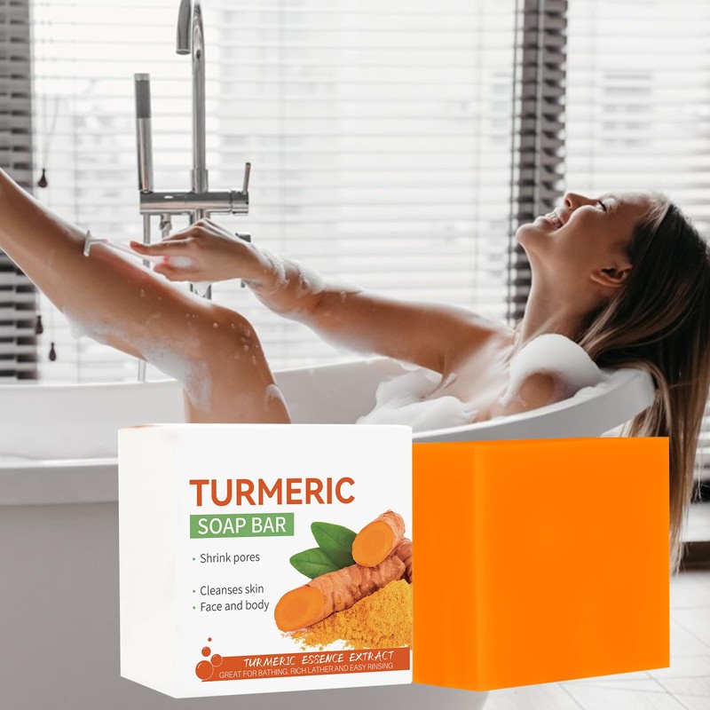 XdealCozyxc 2PCS Turmeric Soap Bar, Moisturize Hydrate Tumeric Soap for