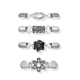 Stocking Stuffers for Teens 4 Pieces Sweater Shawl Clips for Women Vintage Shirts Dresses Clips Retro Cardigan Collar Clips Dress Brooches Bra Strap Clips for Girls（Style 2）