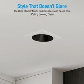 TORCHSTAR 4 Inch 5CCT Anti Glare LED Recessed Lights with J-Box, Deep Trim Gimbal Recessed Light, IC Rated, Dimmable, Square Canless Downlight, CRI 90, 2700-5000K, ETL, FCC, T24, Pack of 4