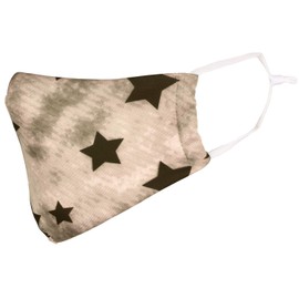 styleBREAKER Unisex Fabric Mask with Stars Pattern in Vintage Look, Double Layer, Reusable, Washable, Community Mask 08040003, beige / white