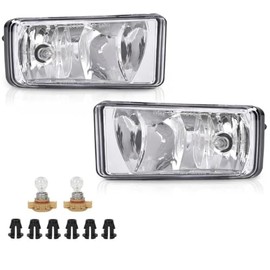 Nioboee Fog Lights W/Bulbs Compatible With 2007-2015 Chevy Silverado/Tahoe/Suburban/Avalanche Left & Right Driving Bumper Lamps (Clear Lens)