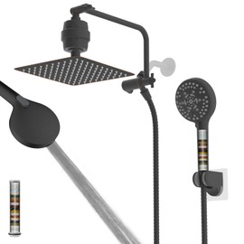 Filtered Shower Head, 10" High Pressure 10-Spray Handheld/Rainfall Shower Head Combo with 20 Stage Shower Filter, 11" Shower Extension Arm, 71" Hose, Shower Head Holder, Oil Rubbed Bronze