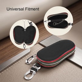 Llavero del coche, cubierta universal del bolso del almacenamiento del tenedor del caso de la llave de la cremallera del cuero auto de la PU del coche universal(negro)