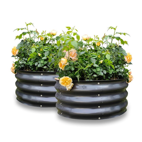 GARDMAX 2 Pack 2x2x1FT Galvanized Round Raised Garden Bed Kit,