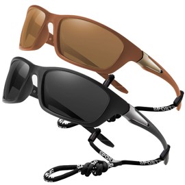 Sports Sunglasses for Mens Women Polarized Lens Wrap Around Lightweight with Glasses Strap UV Protection for Fishing Driving Trave