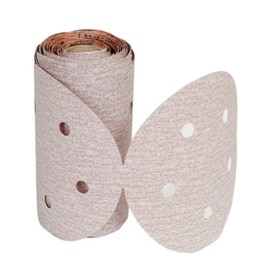 Norton A275 No-Fil Adalox Paper Vacuum Abrasive Disc, Fiber Backing, Pressure-Sensitive Adhesive, Aluminium Oxide, 5" Diameter, Grit 220 (Roll of 100)