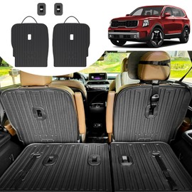 HOUCLEMIC Second Row Backrest Mats Compatible with 2020-2025 Kia Telluride Accessories 7 Seater, All Weather TPE Back Seat Protector Replacement for 2024 2025 Kia Telluride EX SX Accessories