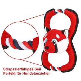 GAOMON Squeaky Dog Toys, Durable Plush Chew Toys in Fox Shape, Interactive Tug of War Toy for Small and Medium Dogs