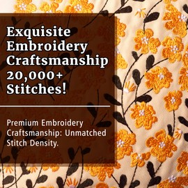 LParkin Embroidered Daisy Flower Book Sleeve with Zipper - Washable Fabric Book Cover Protector for Paperbacks & Hardcover, Gift for Book Lovers (Yellow, 11x8.5 Inch)