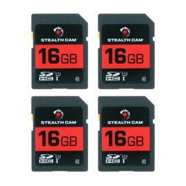 STEALTH CAM SD Card - High-Speed Data Transferring Storage Game Trail Hunting Scouting Photo Video Recording Cameras, 16GB SD Card (4 Pack)