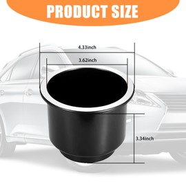 cerfioo 4 PCS Car Cup Holder, Plastic Drink Holder, Waterproof Tea Cup Base Decoration, Automobile Interior Accessories, Universal for Most Cars,Trucks, SUVs (Black)