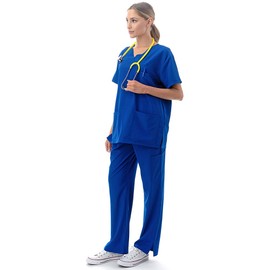 Banhada - Juego de 7 exfoliantes médicos con cuello en V para mujer - Elástico en 4 direcciones, cómodo, peso ligero, Azul Royal, 1 X
