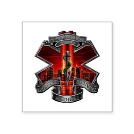 CafePress 911 EMS Sticker Square Bumper Sticker Car Decal