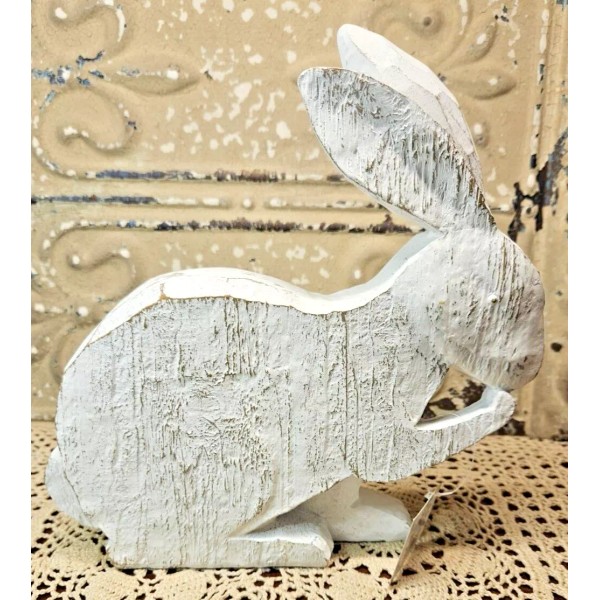 Hobby Lobby NWT Primitive White Distressed Bunny Rabbit Easter Spring