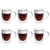 MEWAY 12oz/6 pack Coffee Mugs,Clear Glass Double Wall Cup with